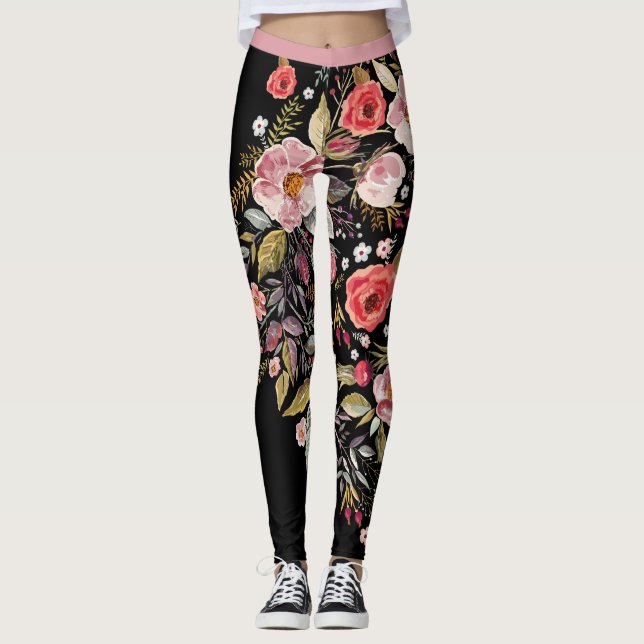 Big Bold  Multi-colour Floral  Leggings (Front)