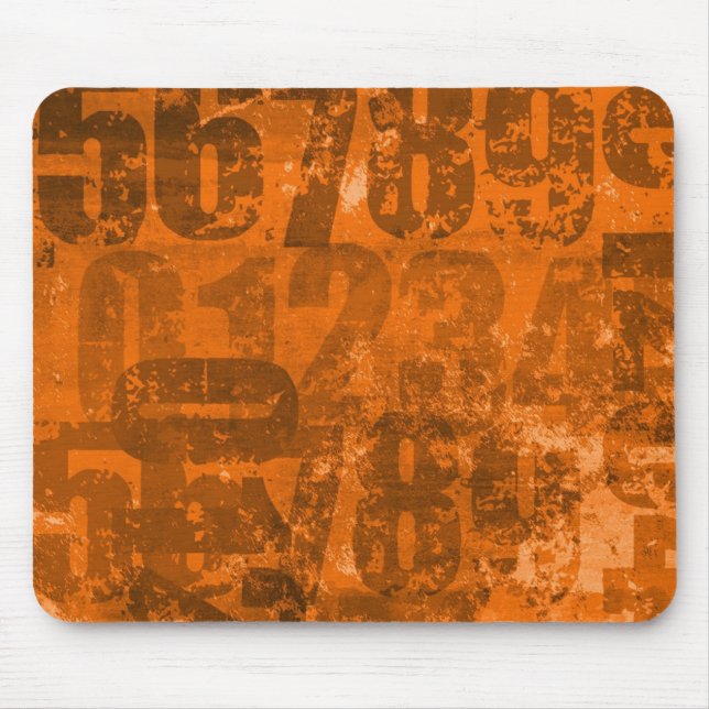 Big Bold Numbers on Brownish Orange Grunge Texture Mouse Mat (Front)