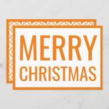 Big Bold Orange Merry Christmas White Photo Card
