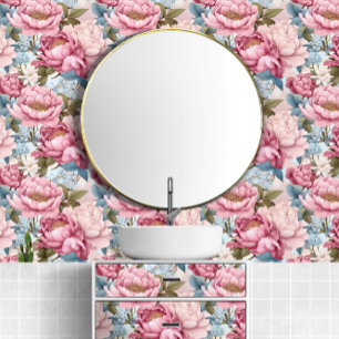 Big Bold Pink Peonies Colourful Pattern Wallpaper