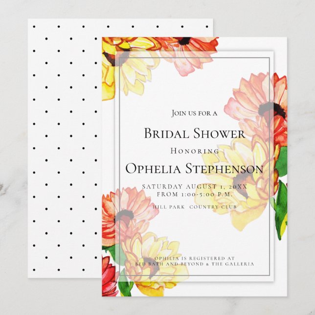 Big Bold Red and Yellow Daisies Invitation (Front/Back)