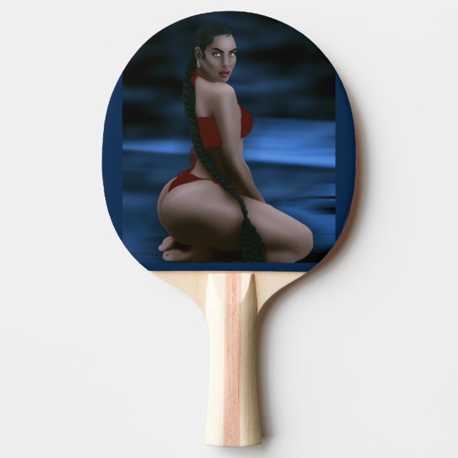 BIG BOOTY BRUNETTE BEACH GIRL PING PONG PADDLE (Front)