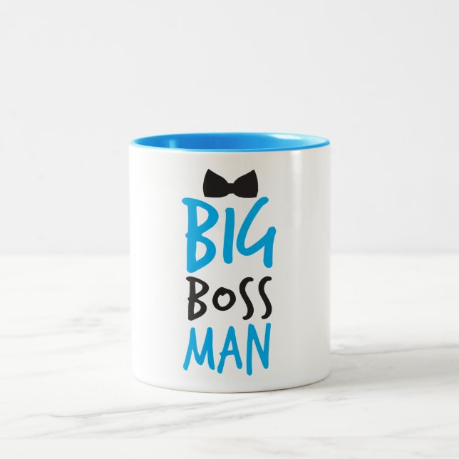 Big boss man nice Bossy design with a bow tie Two-Tone Coffee Mug (Center)