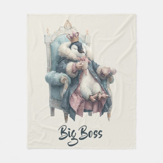 Big Boss Winter Penguin Design Fleece Blanket (Front)