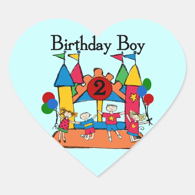 Big Bounce Boy 2nd Birthday Tshirts and Gifts Heart Sticker (Front)