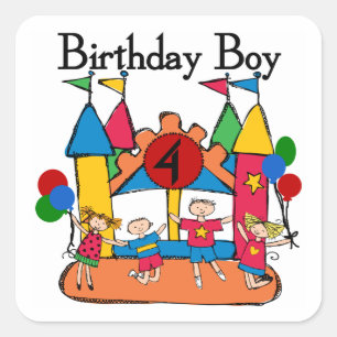 Big Bounce Boy 4th Birthday Tshirts and Gifts Square Sticker