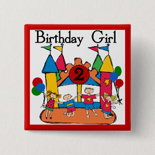 Big Bounce Girl 2nd Birthday Tshirts and Gifts 15 Cm Square Badge