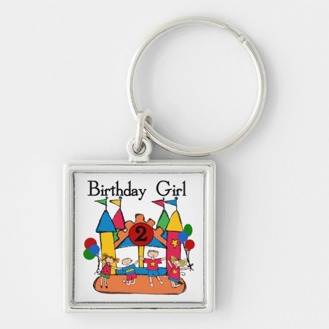 Big Bounce Girl 2nd Birthday Tshirts and Gifts Key Ring (Front)