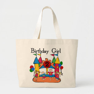 Big Bounce Girl 2nd Birthday Tshirts and Gifts Large Tote Bag
