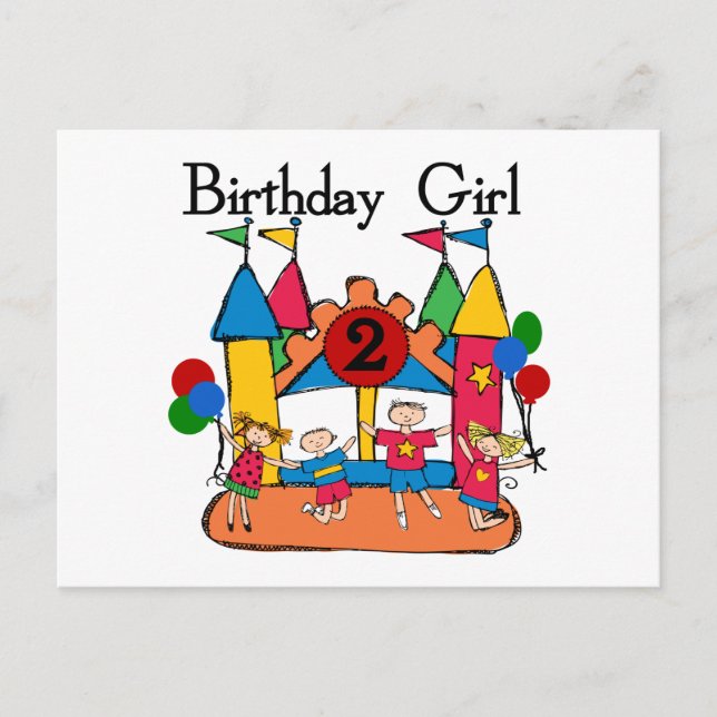 Big Bounce Girl 2nd Birthday Tshirts and Gifts Postcard (Front)