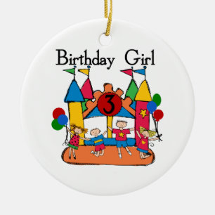 Big Bounce Girl 3rd Birthday Tshirts and Gifts Ceramic Tree Decoration
