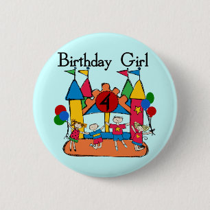 Big Bounce Girl 4th Birthday T-shirts and Gifts 6 Cm Round Badge