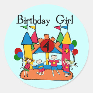 Big Bounce Girl 4th Birthday T-shirts and Gifts Classic Round Sticker