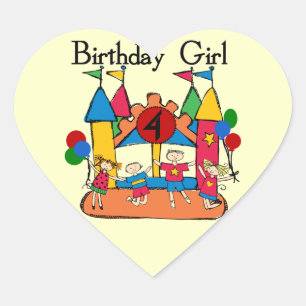 Big Bounce Girl 4th Birthday T-shirts and Gifts Heart Sticker
