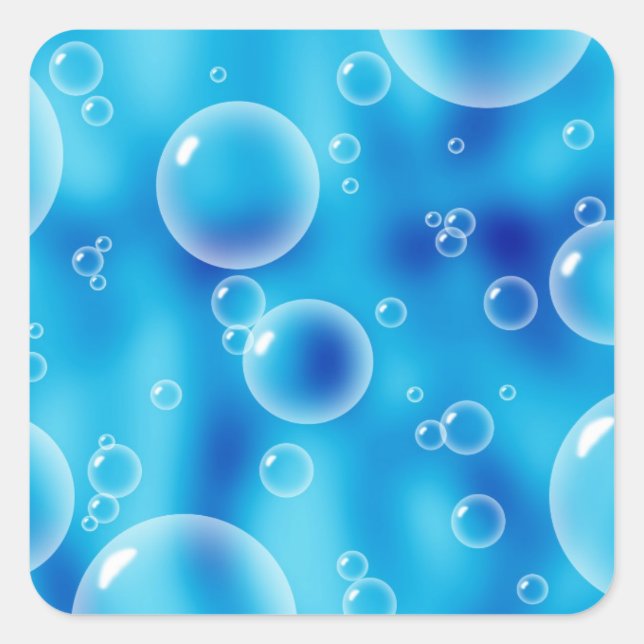 Big Bouncing Blue Bubbles Square Sticker (Front)