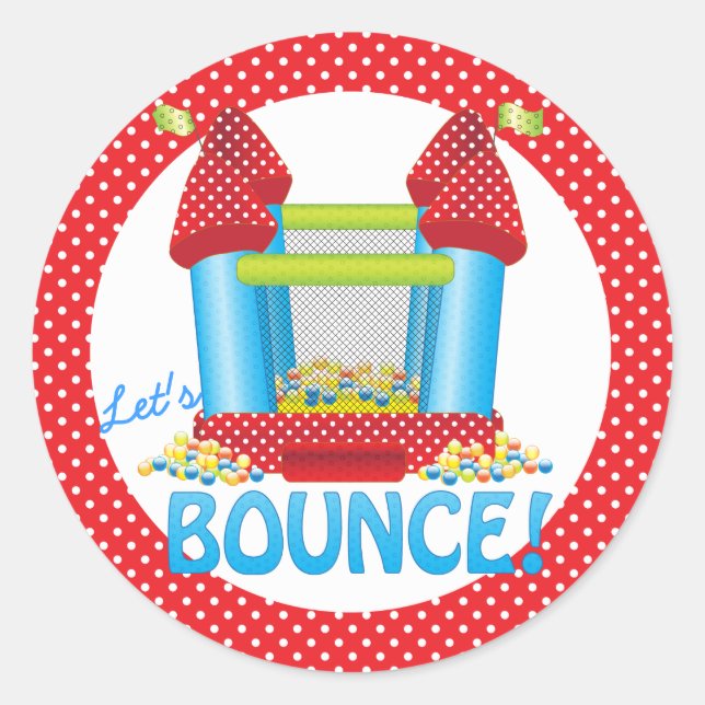 Big Bouncy Bounce House Birthday Seal Sticker (Front)