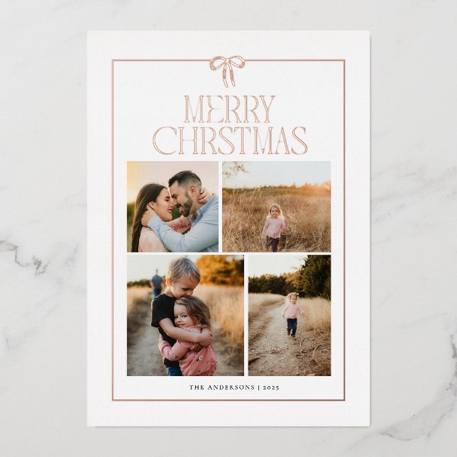 Big Bow Foil Holiday Card (Front)