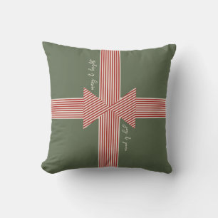 Big Bow of Striped Ribbon Green Cushion