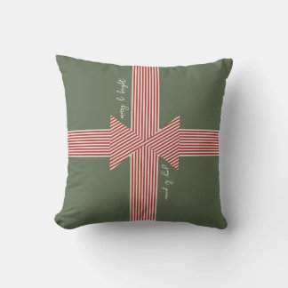 Big Bow of Striped Ribbon Green Cushion