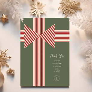 Big Bow of Striped Ribbon Holiday Card