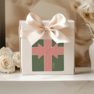 Big Bow of Striped Ribbon Square Sticker