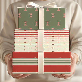 Big Bow of Striped Ribbon Wrapping Paper Sheet