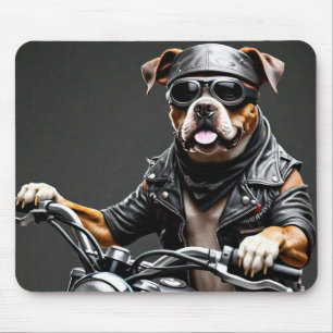 Big Boxer Dog on Motorcycle Mouse Mat