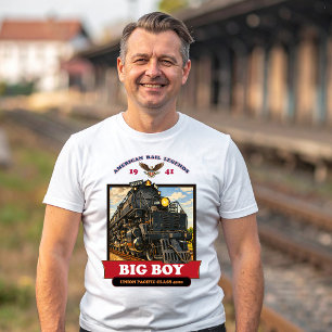Big Boy 4014 Steam Locomotive Retro Illustration T-Shirt
