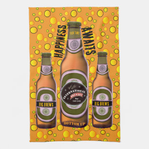 BIG BREWS Happiness Awaits Tea Towel