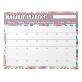 Big Bright Flowers Monthly Planner Notepad