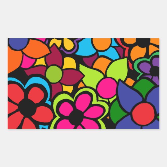 Big Bright Flowers Rectangular Sticker (Front)