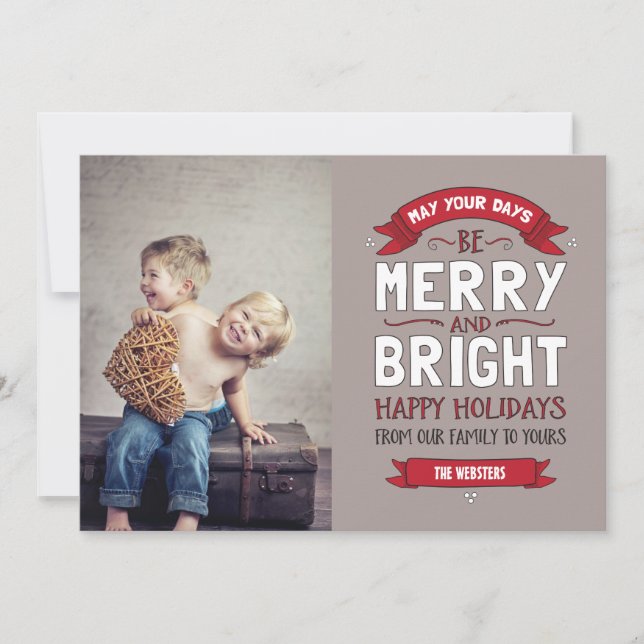 Big Bright & Merry Holiday Photo Card (Front)