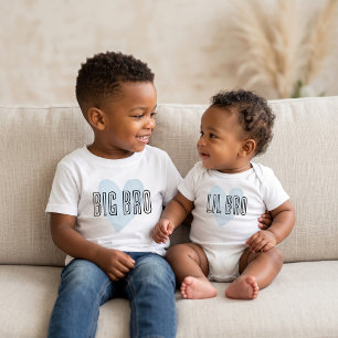 Big Bro Blue Heart Matching Sibling Family Baby T-Shirt