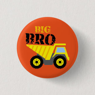 Big Bro Construction Yellow Dump Truck 3 Cm Round Badge