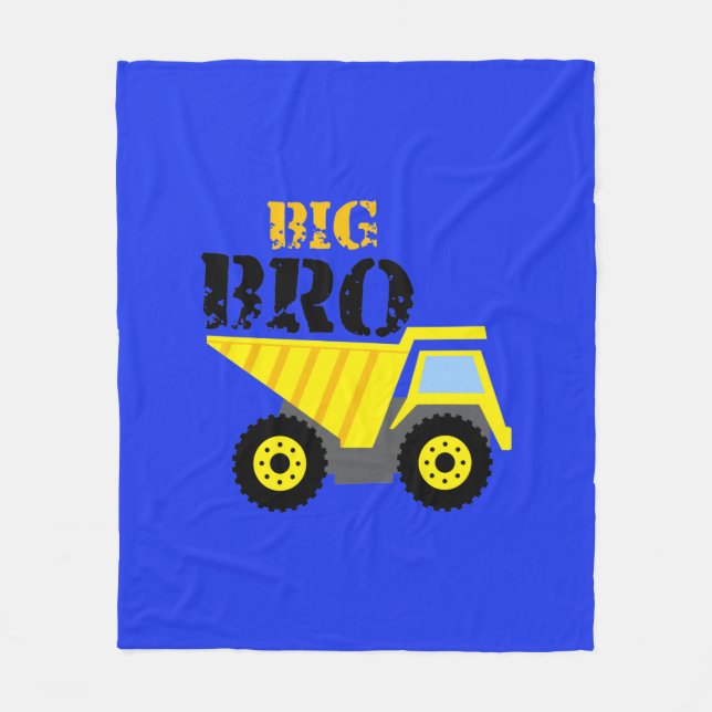 Big Bro Construction Yellow Dump Truck Fleece Blanket (Front)