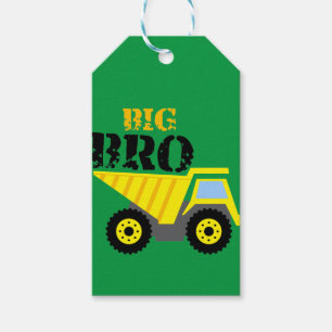 Big Bro Construction Yellow Dump Truck Gift Tags