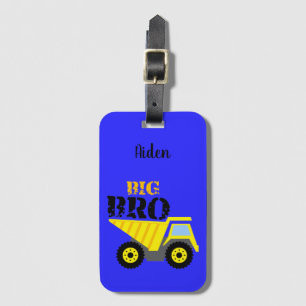 Big Bro Construction Yellow Dump Truck Luggage Tag