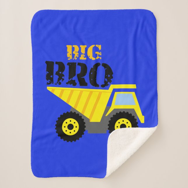 Big Bro Construction Yellow Dump Truck Sherpa Blanket (Front)