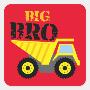 Big Bro Construction Yellow Dump Truck Square Sticker