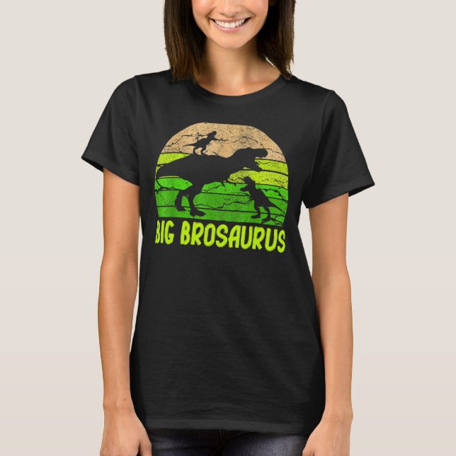 Big Bro Dinosaur Big Brosaurus 2 Two Kids Christma T-Shirt (Front)