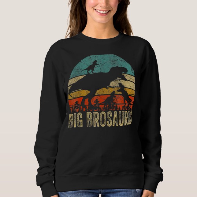 Big Bro Dinosaur Big Brosaurus 3 Two Kids Christma Sweatshirt (Front)