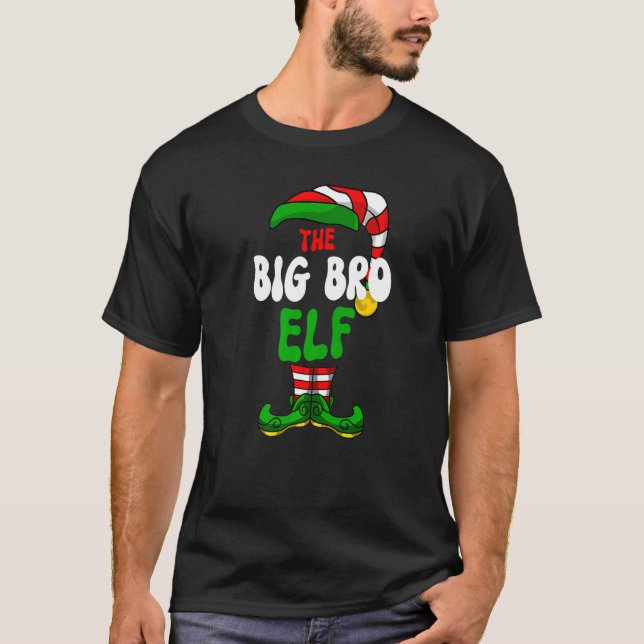 Big Bro Elf Pajama Matching Group Christmas Holida T-Shirt (Front)