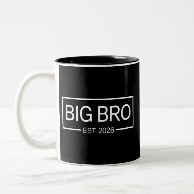 Big Bro Est. 2026 New Big Brother Pregnancy Baby Two-Tone Coffee Mug (Left)