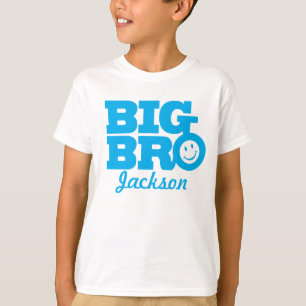 Big bro name blue smile kids t-shirt
