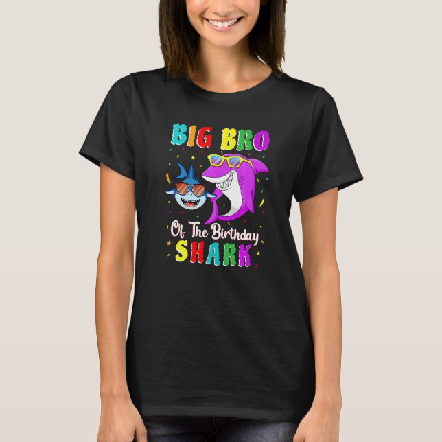 Big Bro Of The Shark Birthday Family Birthday Litt T-Shirt (Front)