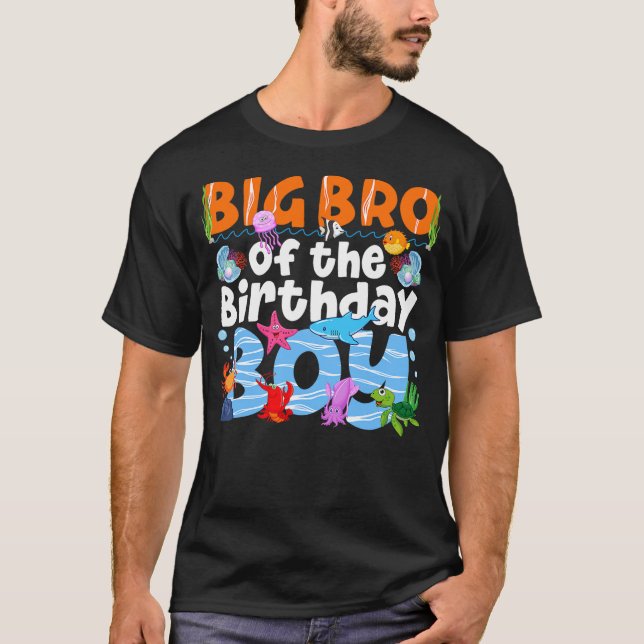 Big Bro Under Sea Birthday Party Boys Ocean Sea An T-Shirt (Front)