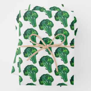 Big Broccoli Watercolor Pattern Gift Wrapping Paper Sheet