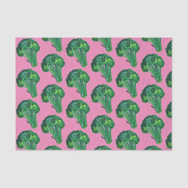 Big Broccoli Watercolor Pink Gift Tissue Paper (Front)