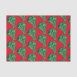 Big Broccoli Watercolor Red Green Xmas Gift Tissue Paper<br><div class="desc">Fun watercolor broccoli fly all across this tissue paper. Check my shop for more colours and patterns plus matching wrapping paper too!
If you'd like something custom let me know!</div>