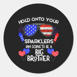 Big Brother 4th Of July Pregnancy Announcement Classic Round Sticker
